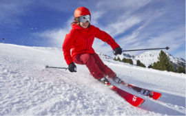 young woman skiing
